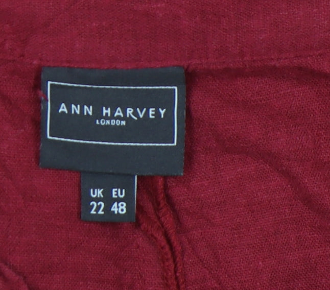 Ann Harvey Women's Red Cropped Plus Size Trousers