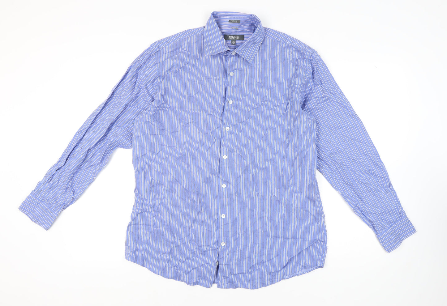 Kenneth Cole Reaction Men's Blue Striped Shirt - L