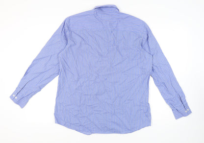 Kenneth Cole Reaction Men's Blue Striped Shirt - L