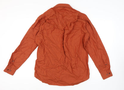 Einhorn Men's Orange Long Sleeve Button-Up Shirt