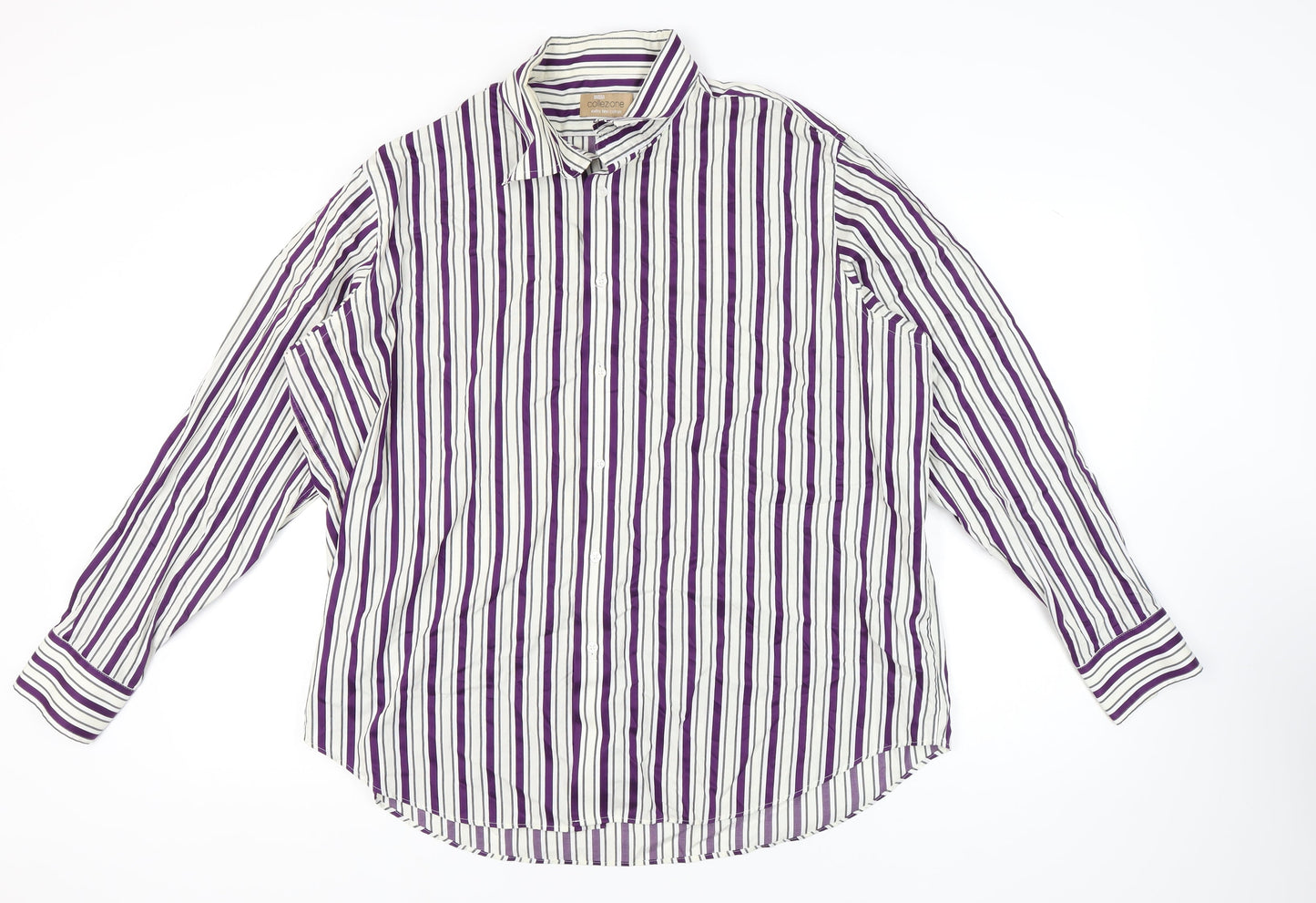 Marks and Spencer Men's Multicoloured Striped Shirt XL