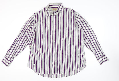 Marks and Spencer Men's Multicoloured Striped Shirt XL