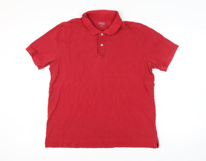 Lands' End Men's Red Polo Shirt - Size L, Short Sleeve