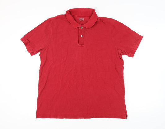 Lands' End Men's Red Polo Shirt - Size L, Short Sleeve