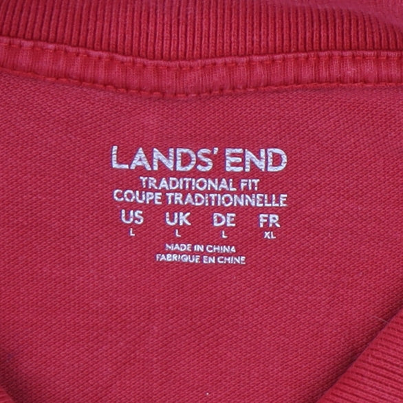 Lands' End Men's Red Polo Shirt - Size L, Short Sleeve