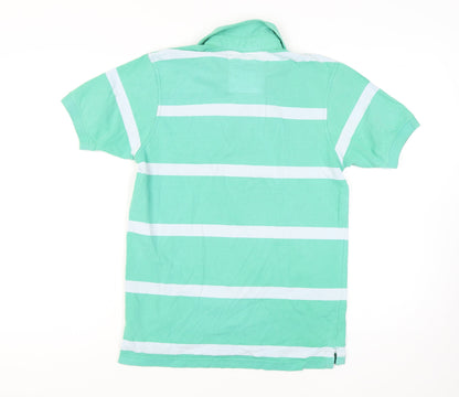 Crew Clothing Men's Green Striped Polo Shirt S