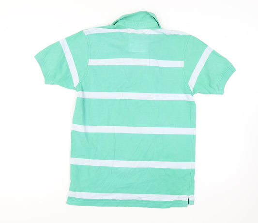 Crew Clothing Men's Green Striped Polo Shirt S
