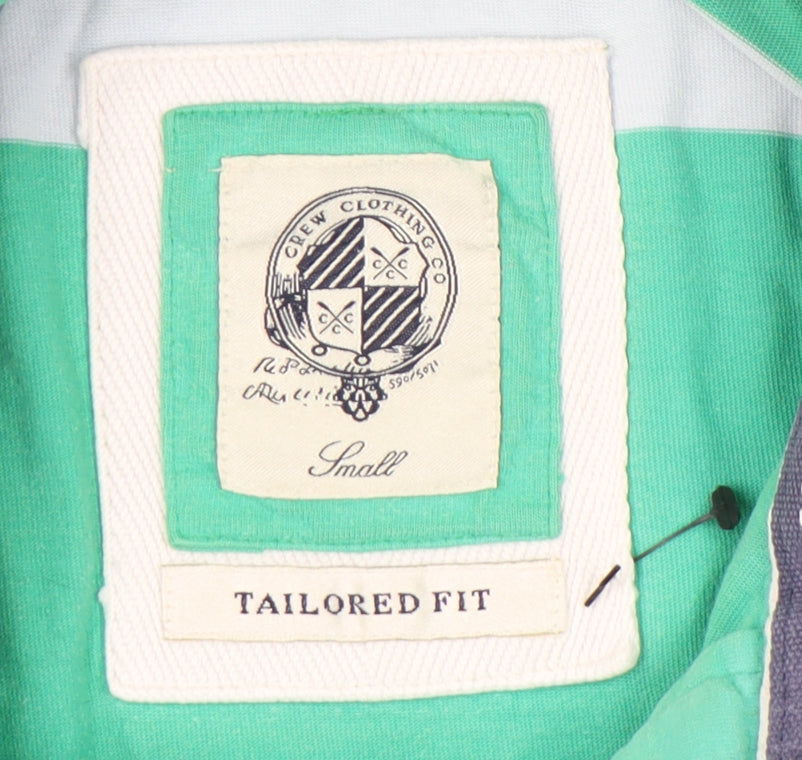 Crew Clothing Men's Green Striped Polo Shirt S