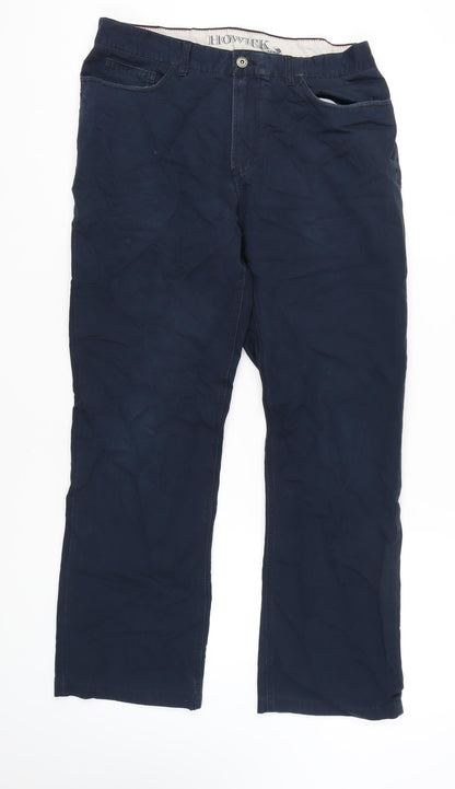 Howick Men's Blue Chino Trousers 34L Regular Fit