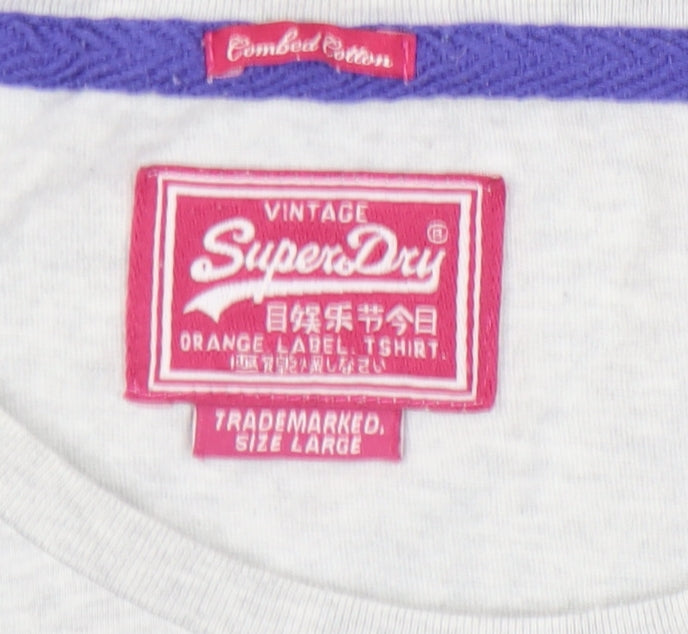 Womens UK Size L Superdry Grey Basic T-Shirt