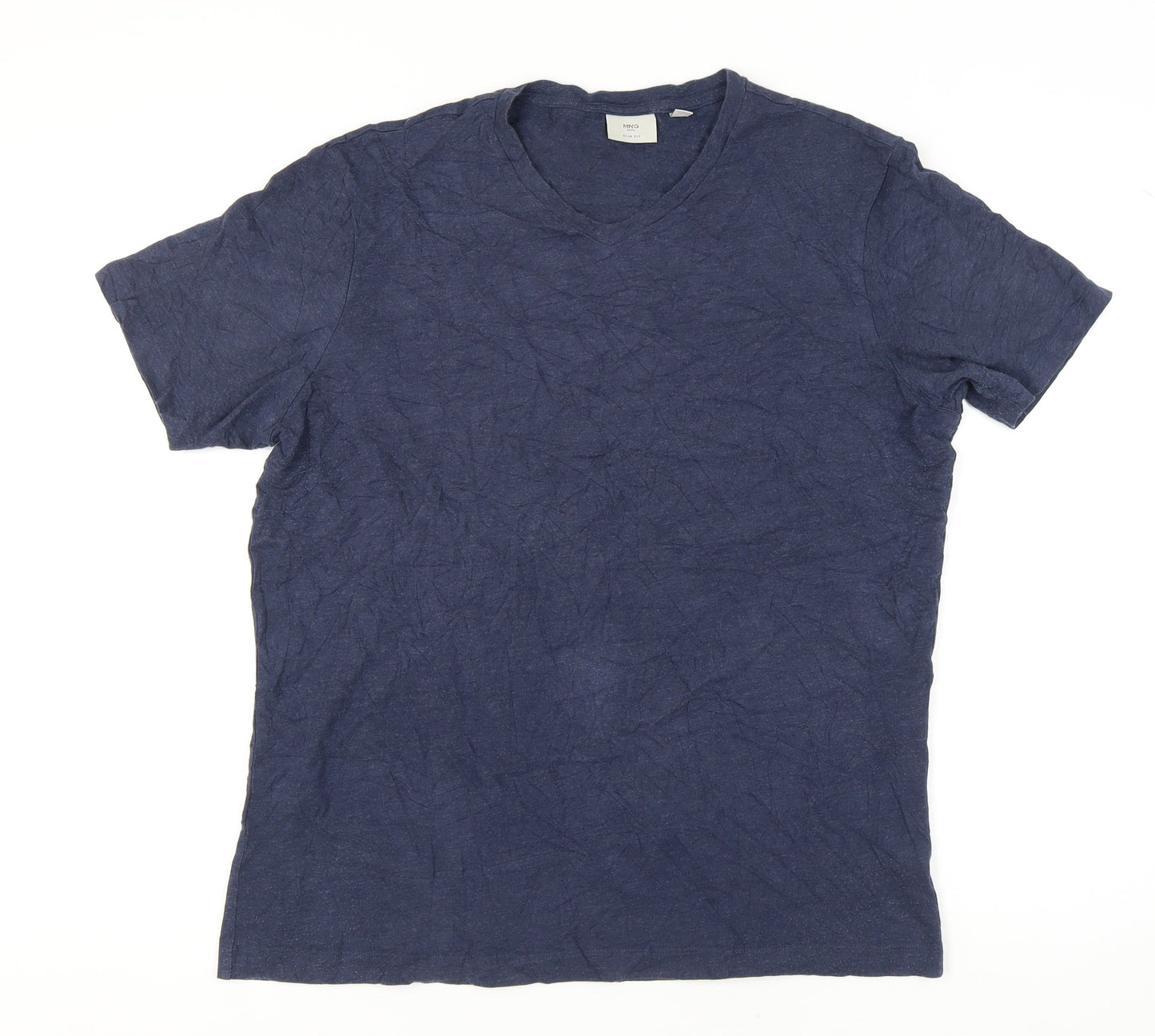 MNG Man Blue Slim Fit V-Neck T-Shirt - Size L