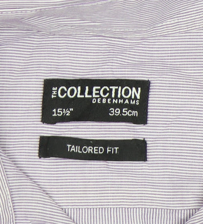 Debenhams Men's Grey Striped Classic Fit Shirt 15.5