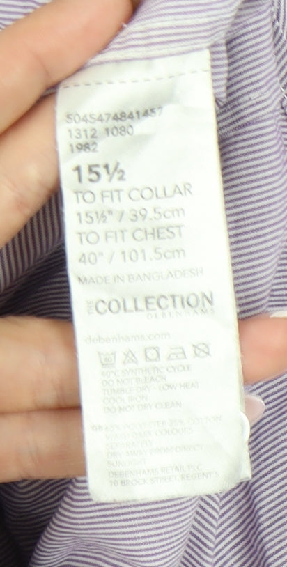Debenhams Men's Grey Striped Classic Fit Shirt 15.5