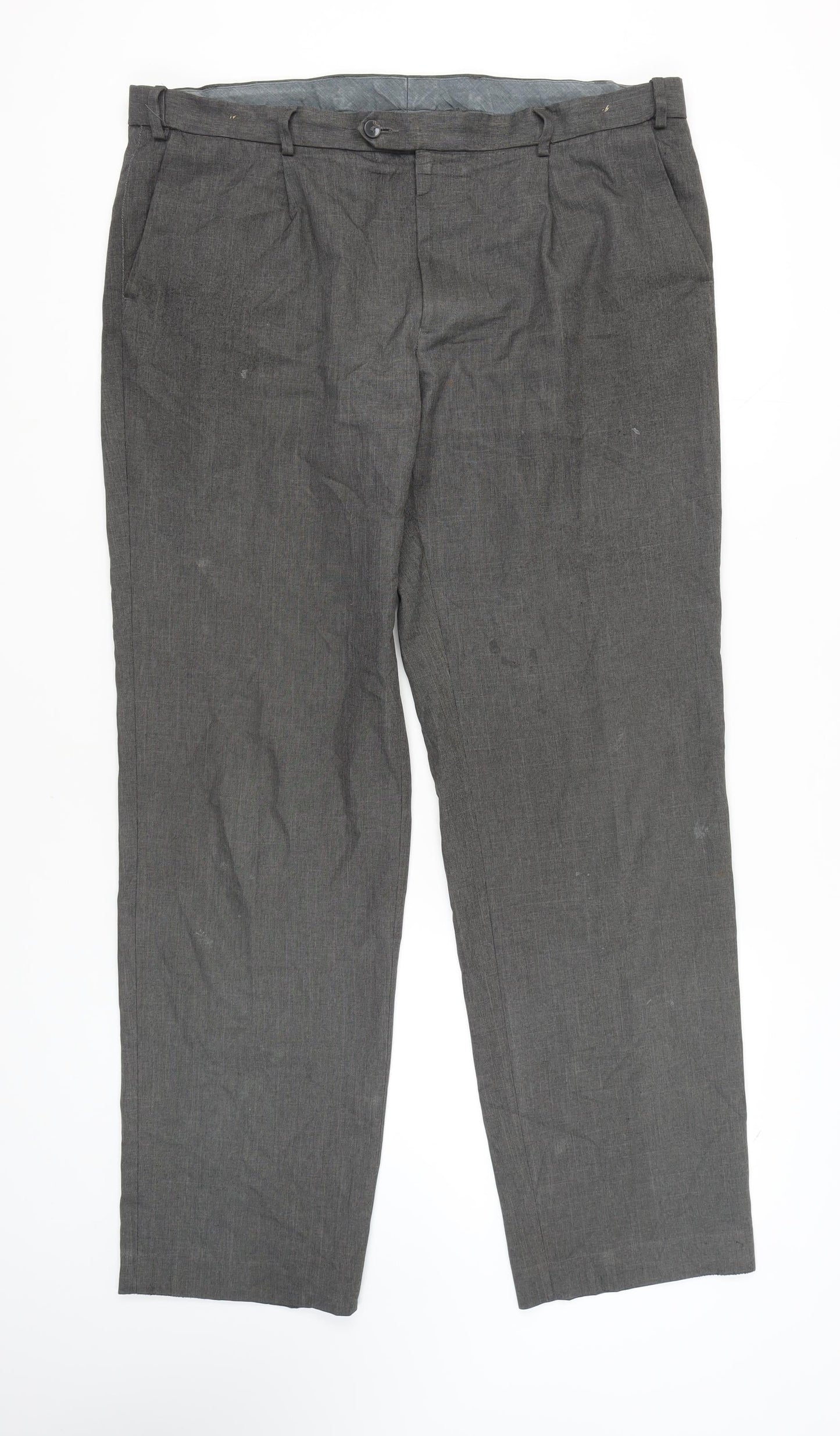 Marks and Spencer Men's Grey Regular Trousers