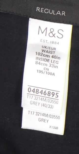 Marks and Spencer Men's Grey Regular Trousers