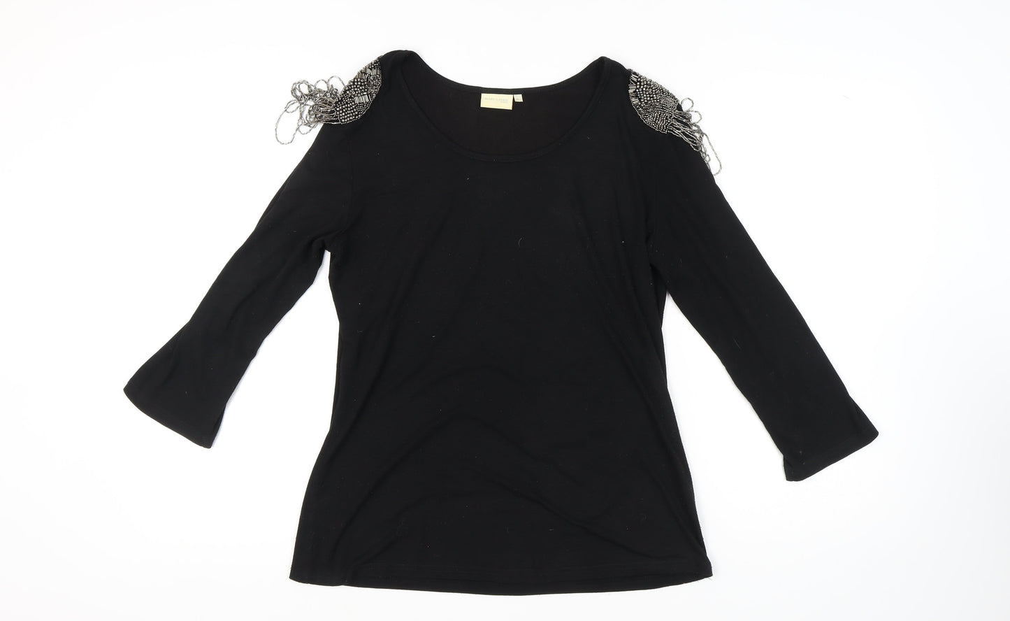 Marc Lauge Women's Black Beaded 3/4 Sleeve Top XL
