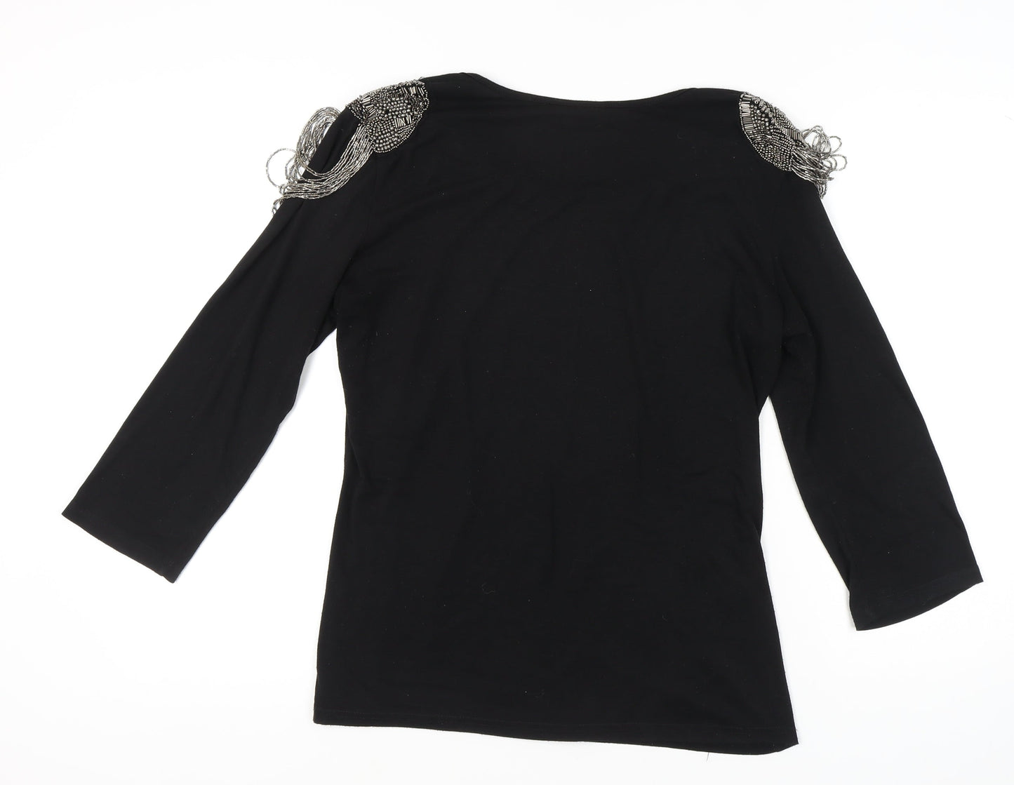 Marc Lauge Women's Black Beaded 3/4 Sleeve Top XL