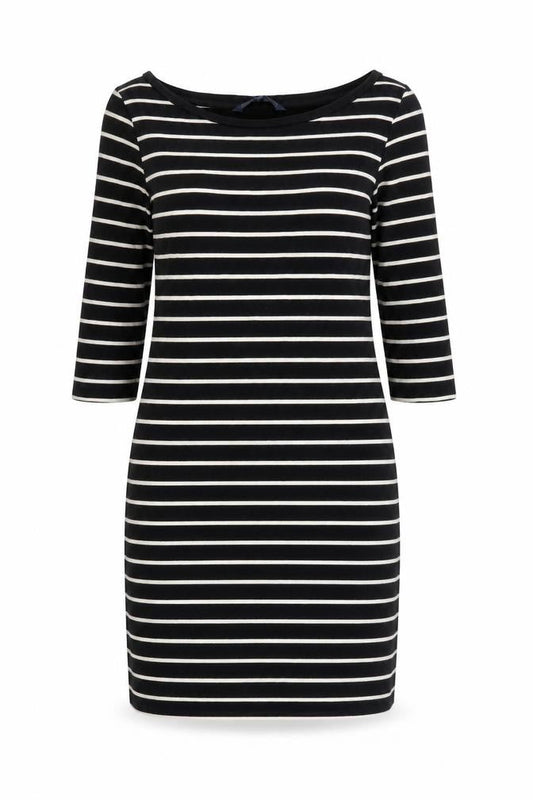 Front view of French Connection Women's Black Striped Sheath Dress 6