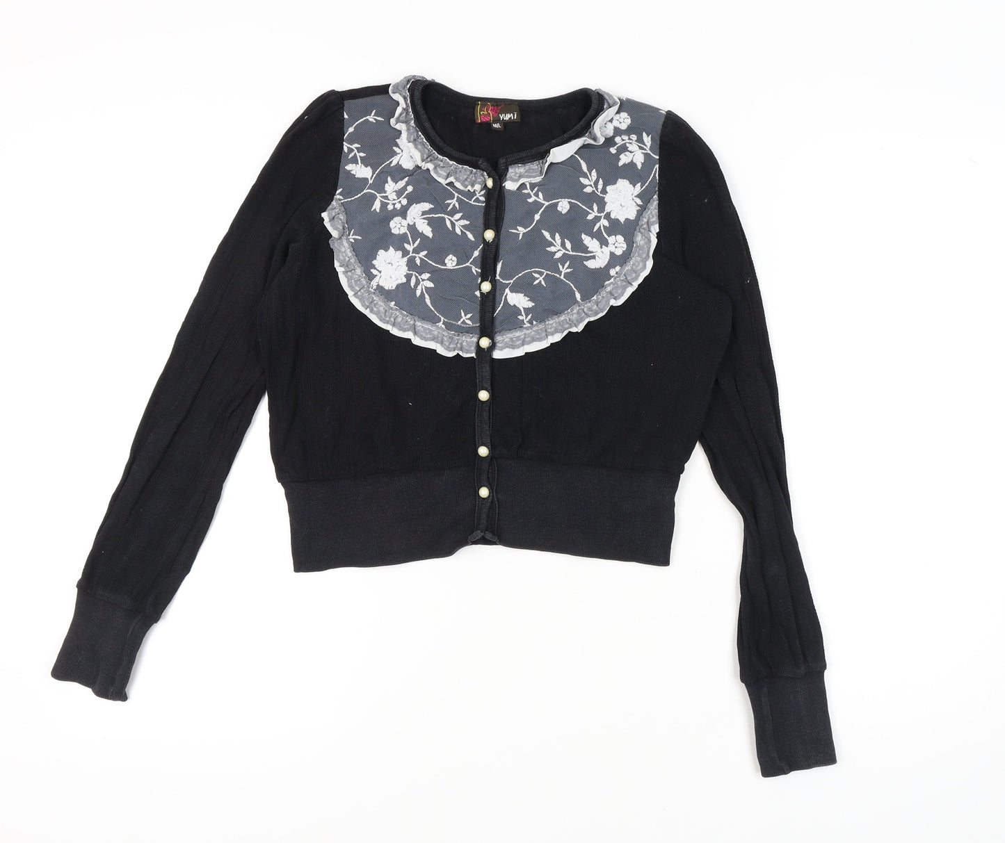 Womens UK Size M Yumi Black Cardigan Jumper