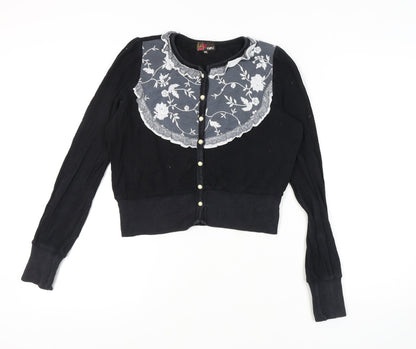 Womens UK Size M Yumi Black Cardigan Jumper