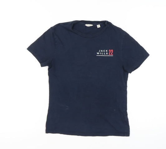 Jack Wills Women's Blue Cotton T-Shirt Size 10 Casual