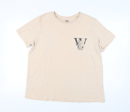 Unisex Adults UK Size XL Disney Beige Basic T-Shirt