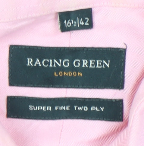 Racing Green Men's Pink Dress Shirt 16.5 Long Sleeve