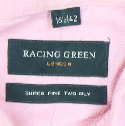 Racing Green Men's Pink Dress Shirt 16.5 Long Sleeve