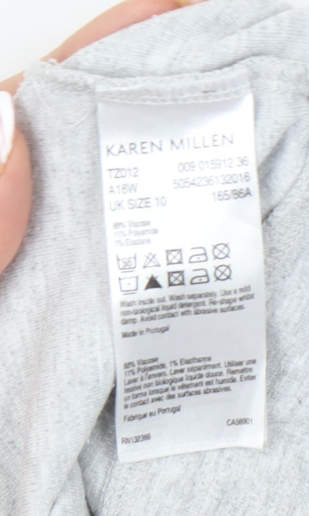 Womens UK Size 10 Karen Millen Grey Jersey T-Shirt