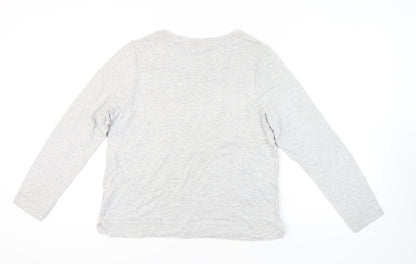 Oasis Women's Grey Pyjama Top, M, Long Sleeve, Flamingo Bells