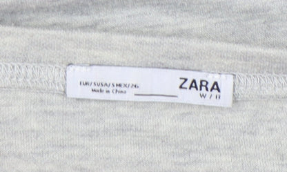 Zara Women's Grey Pullover Sweatshirt UK Size 8, Fur Trim