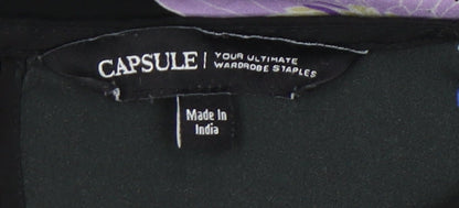 Capsule Women's Black Floral Blouse Size 18 Flutter Sleeve