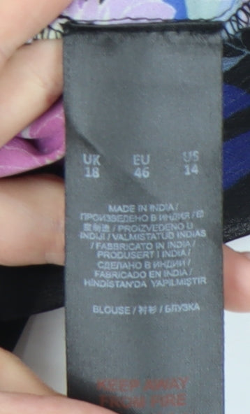 Capsule Women's Black Floral Blouse Size 18 Flutter Sleeve