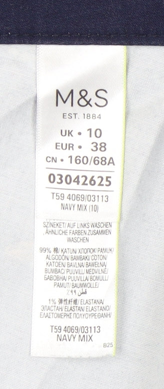 Marks and Spencer Women's Blue Cotton Skirt Size 10
