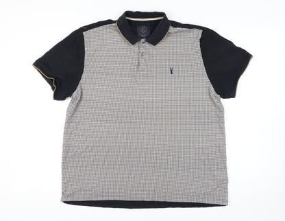 Next Men's Black Geometric Collared Polo Shirt XL