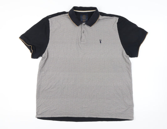 Next Men's Black Geometric Collared Polo Shirt XL