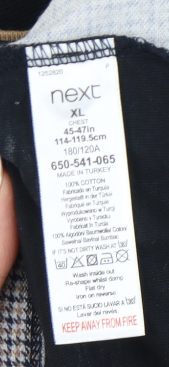 Next Men's Black Geometric Collared Polo Shirt XL