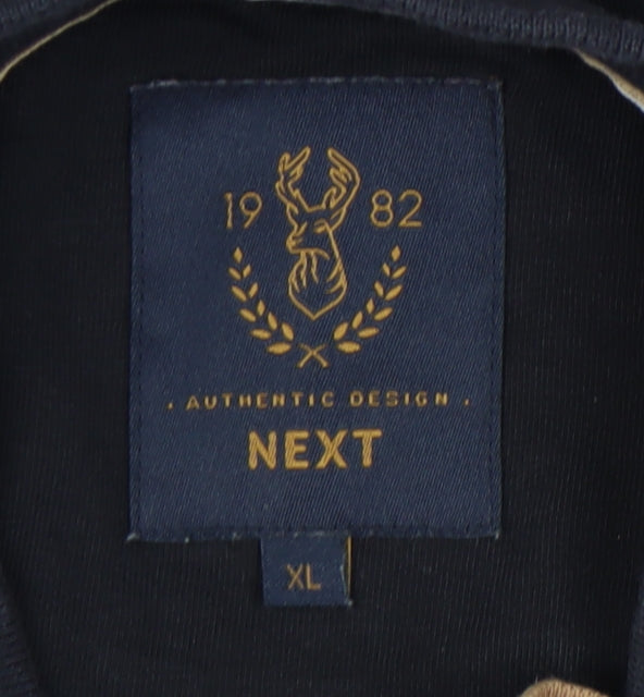 Next Men's Black Geometric Collared Polo Shirt XL