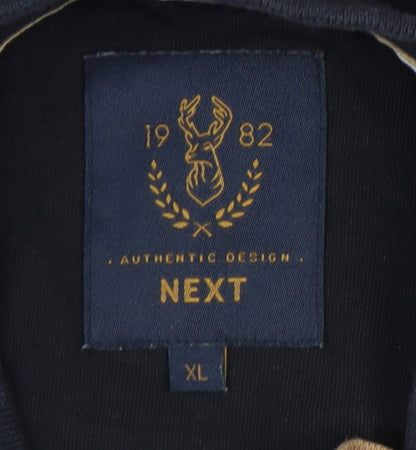 Next Men's Black Geometric Collared Polo Shirt XL