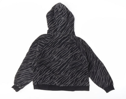 Zara Girl's Black Animal Print Hoodie 11-12 Years