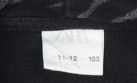 Zara Girl's Black Animal Print Hoodie 11-12 Years