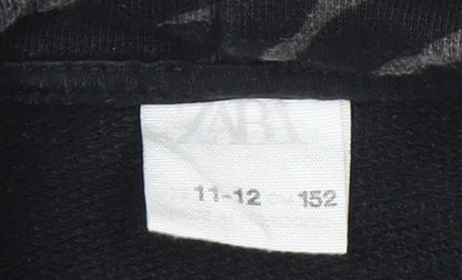 Zara Girl's Black Animal Print Hoodie 11-12 Years