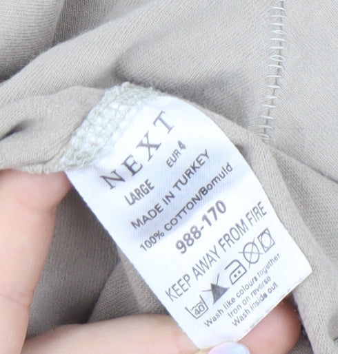 Next Men's Beige Graphic Long Sleeve V-Neck Tee