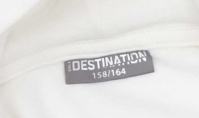 Destination Girls White Pullover Hoodie, Christmas Graphic, Size 12