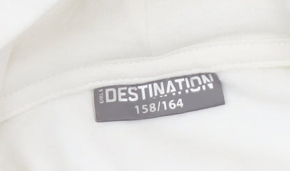 Destination Girls White Pullover Hoodie, Christmas Graphic, Size 12
