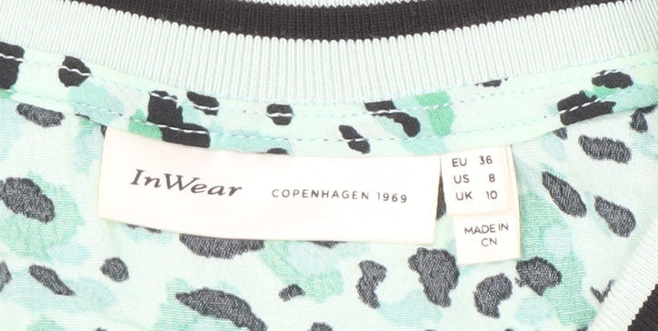 Womens UK Size 10 InWear Green Basic T-Shirt