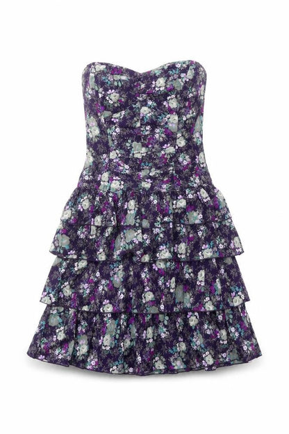 Front view of Oasis Women’s Floral Strapless Dress -, size UK 8