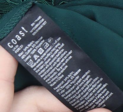 Coast Women's Green Lace Top UK 8 Collared Long Sleeve