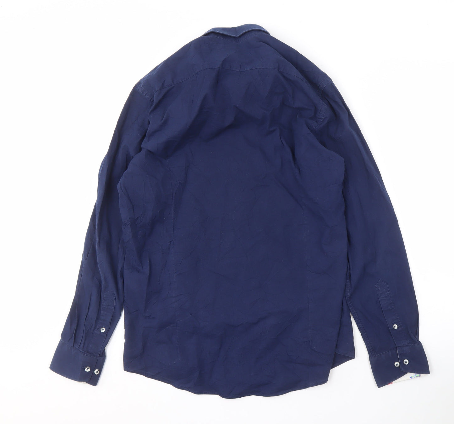 Guide London Men's Blue Slim Fit Button-Up Shirt