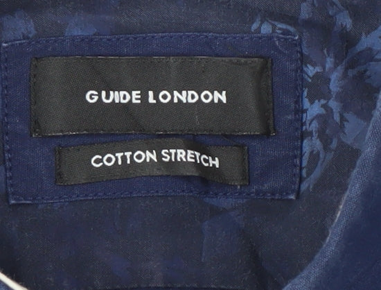 Guide London Men's Blue Slim Fit Button-Up Shirt